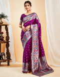 Stunning Magenta Banarasi Silk Saree