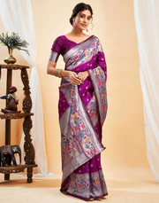 Stunning Magenta Banarasi Silk Saree