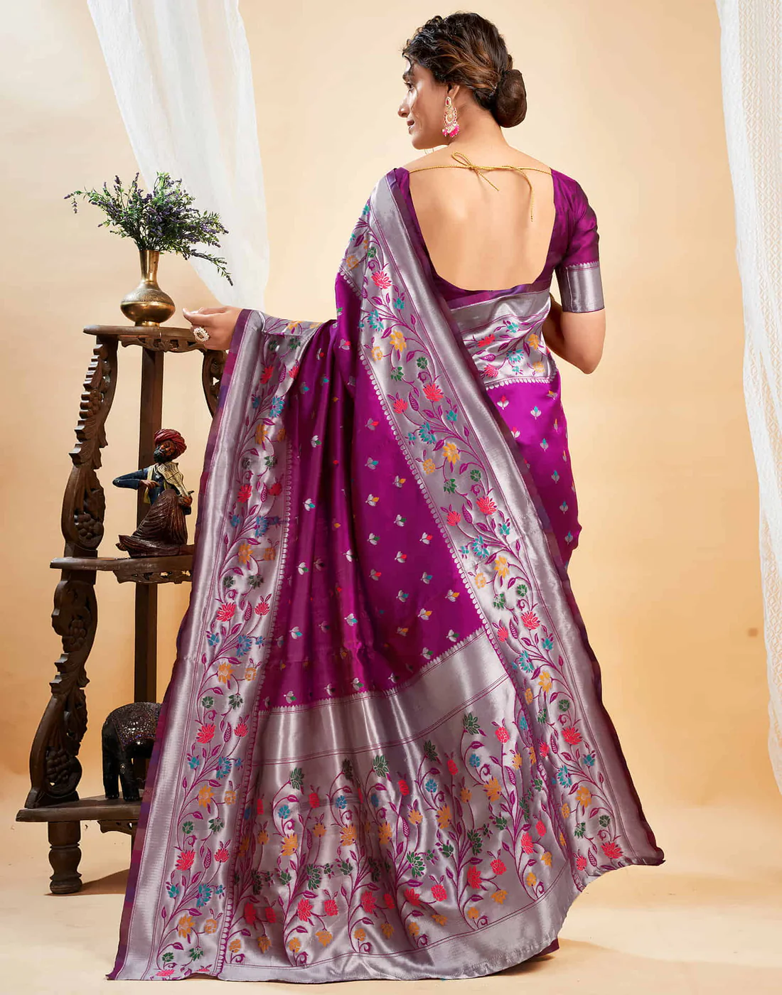 Stunning Magenta Banarasi Silk Saree