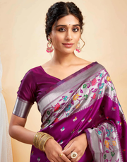 Stunning Magenta Banarasi Silk Saree