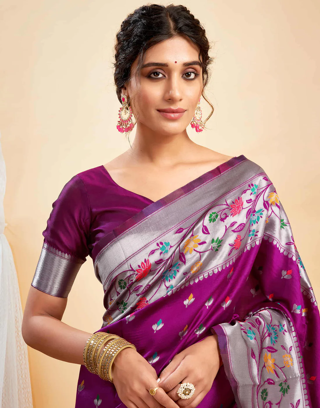 Stunning Magenta Banarasi Silk Saree