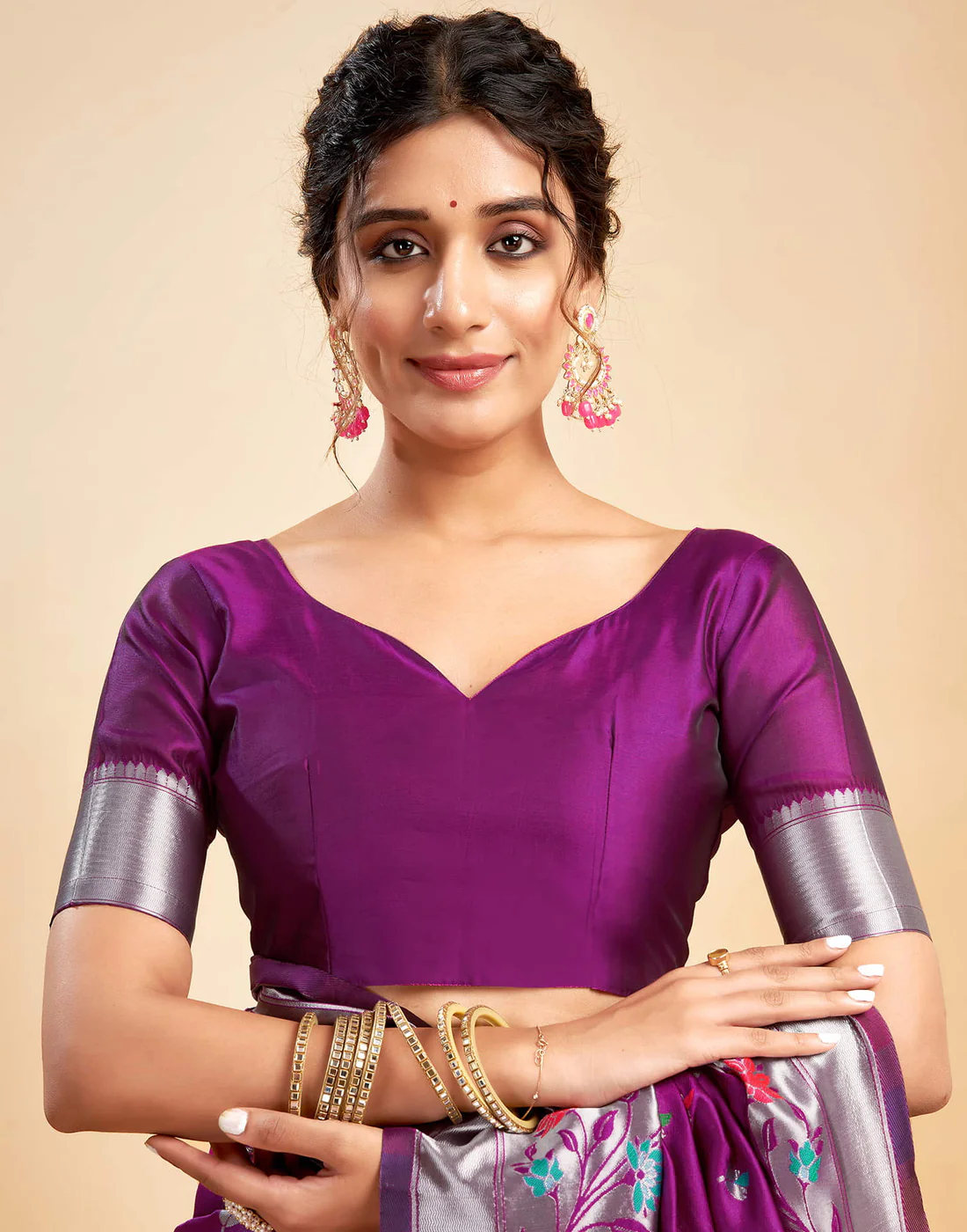 Stunning Magenta Banarasi Silk Saree