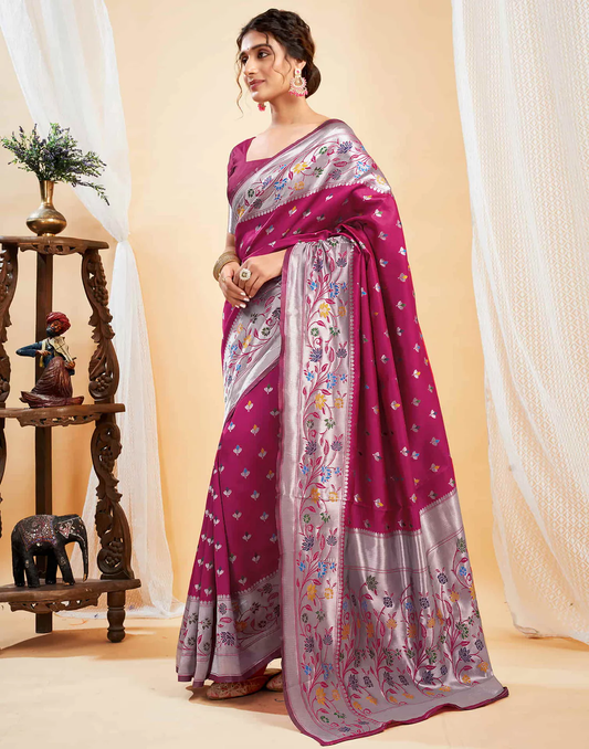 Exquisite Rani Pink Banarasi Silk Saree