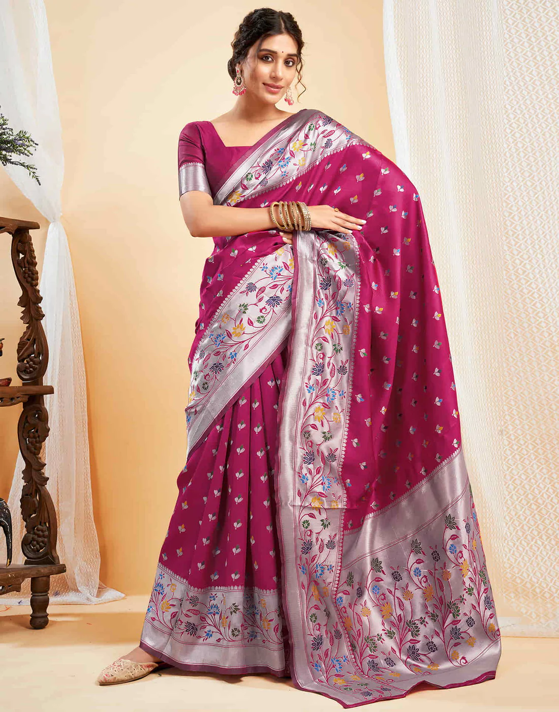 Exquisite Rani Pink Banarasi Silk Saree
