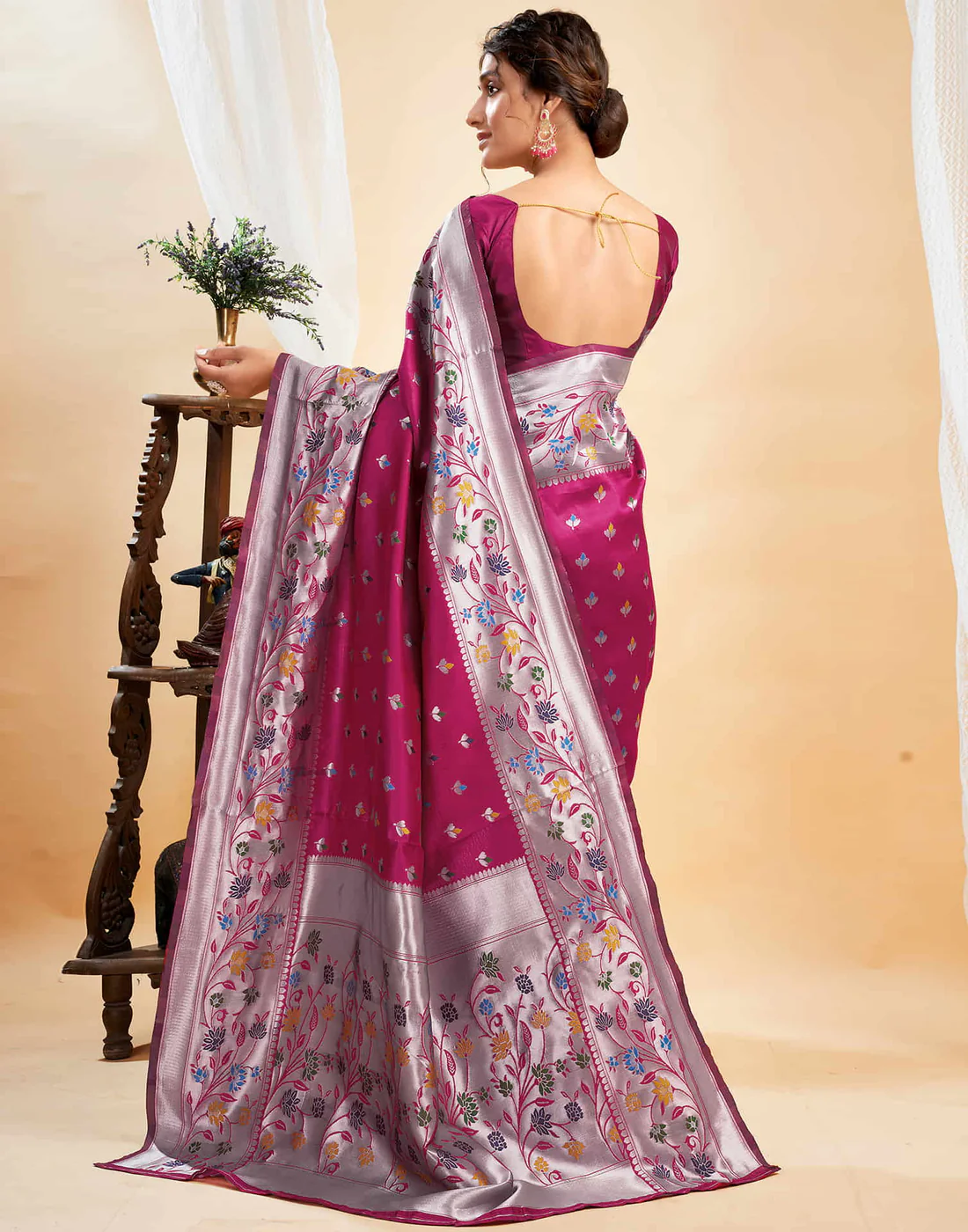 Exquisite Rani Pink Banarasi Silk Saree