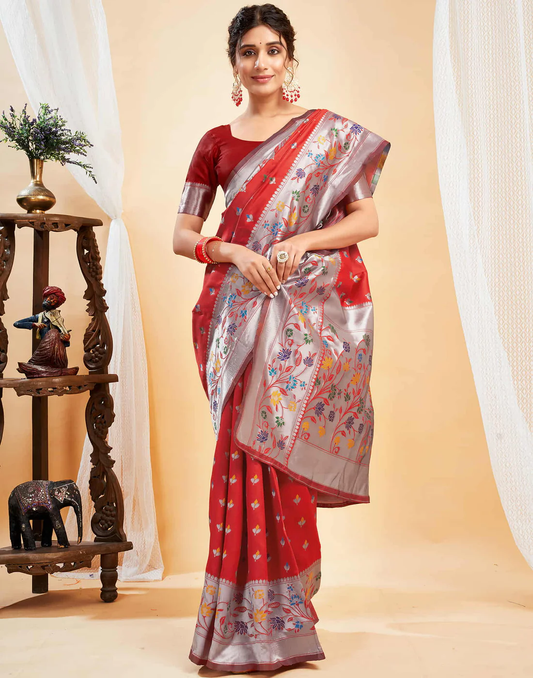 Timeless Red Banarasi Silk Saree