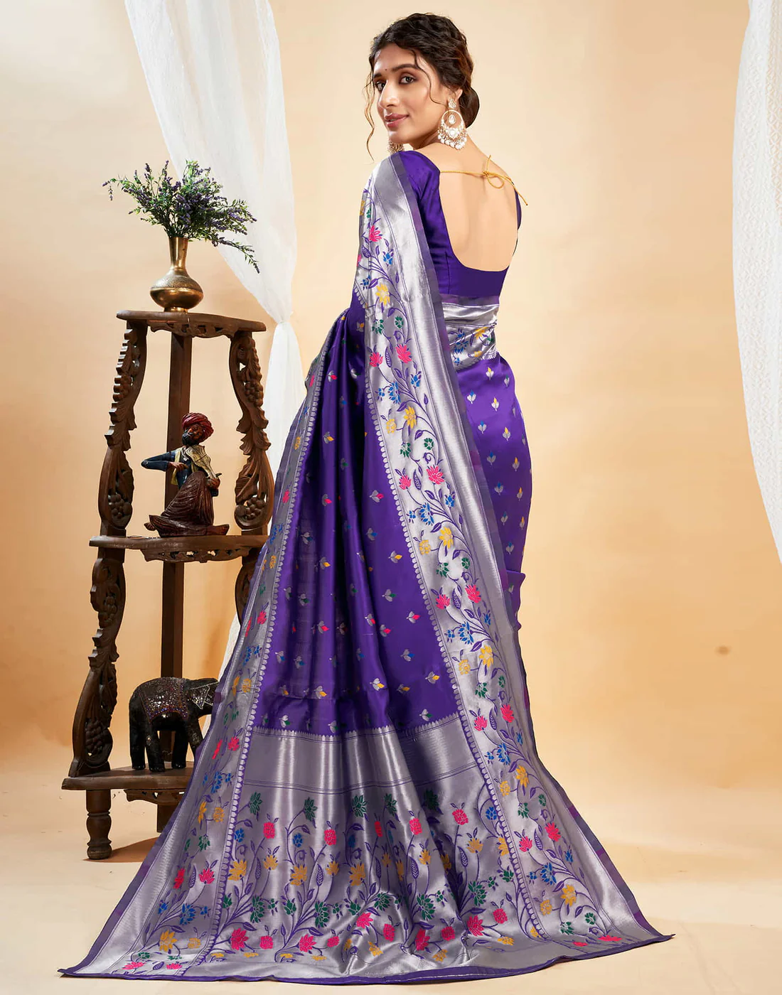 Charming Violet Banarasi Silk Saree