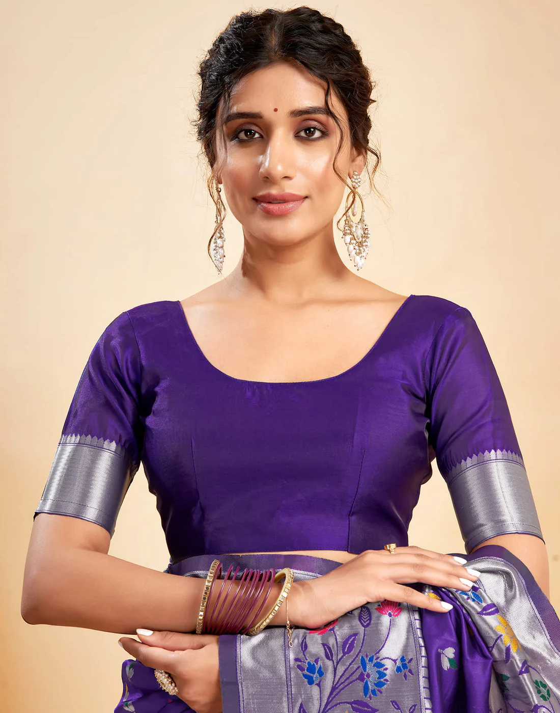 Charming Violet Banarasi Silk Saree