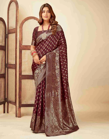 Regal Maroon Banarasi Silk Saree