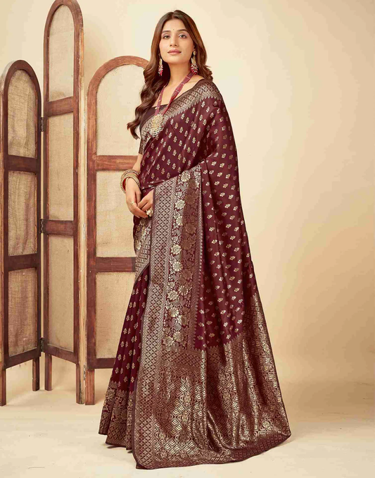Regal Maroon Banarasi Silk Saree