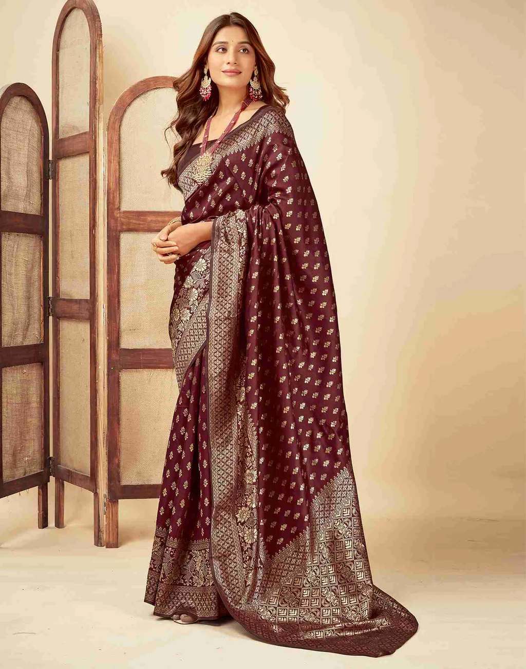 Regal Maroon Banarasi Silk Saree