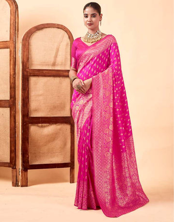 Exquisite Rani Pink Banarasi Silk Saree