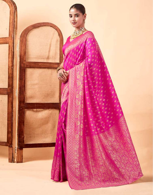 Exquisite Rani Pink Banarasi Silk Saree