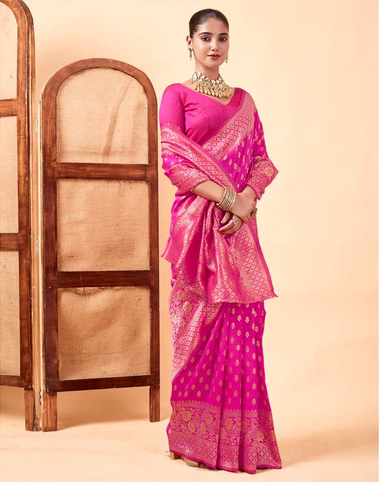 Exquisite Rani Pink Banarasi Silk Saree