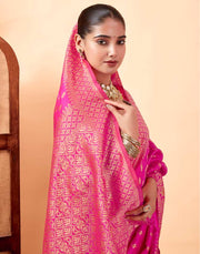 Exquisite Rani Pink Banarasi Silk Saree