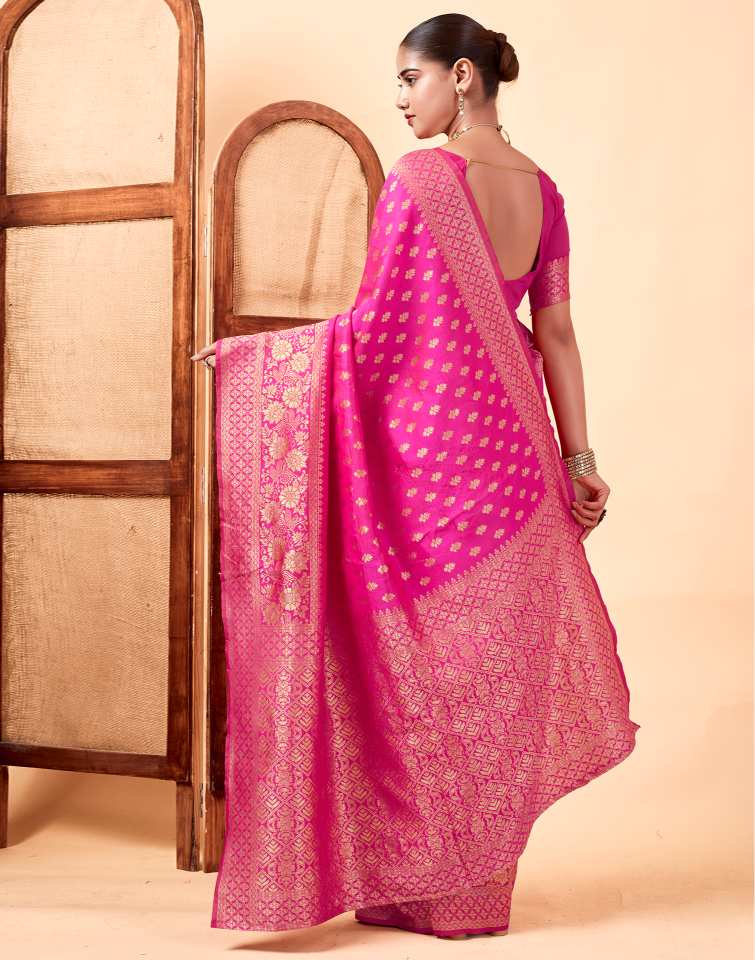 Exquisite Rani Pink Banarasi Silk Saree