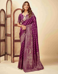 Radiant Plum Banarasi Silk Saree