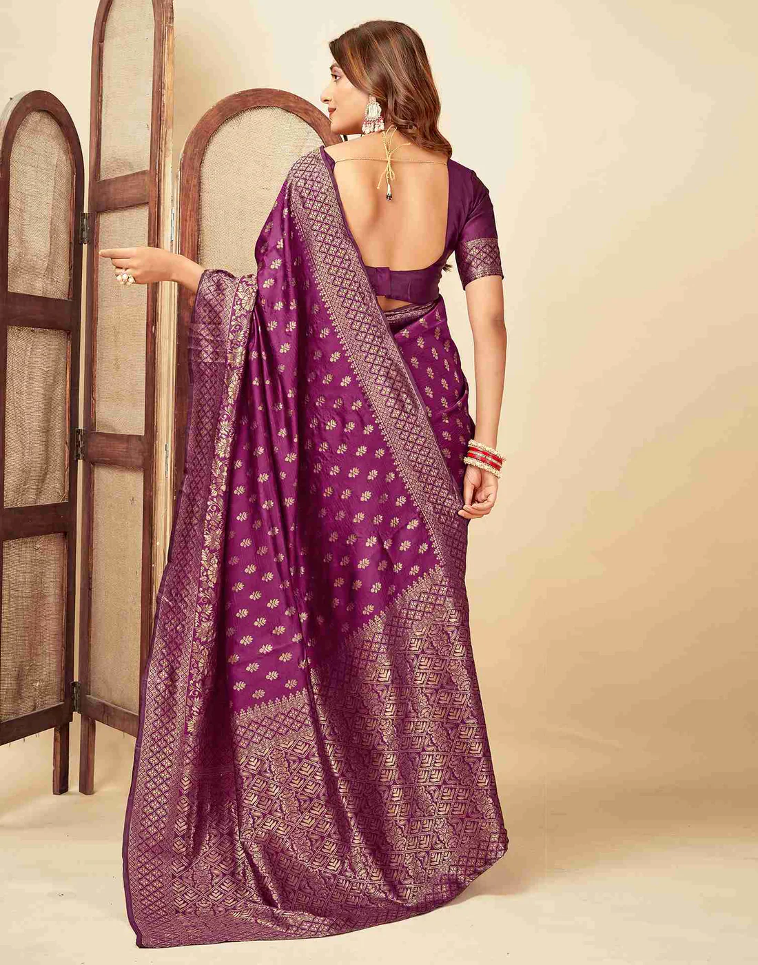 Radiant Plum Banarasi Silk Saree
