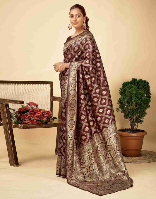 Opulent Maroon Banarasi Silk Saree