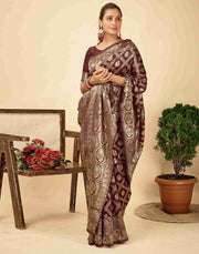 Opulent Maroon Banarasi Silk Saree