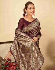 Opulent Maroon Banarasi Silk Saree