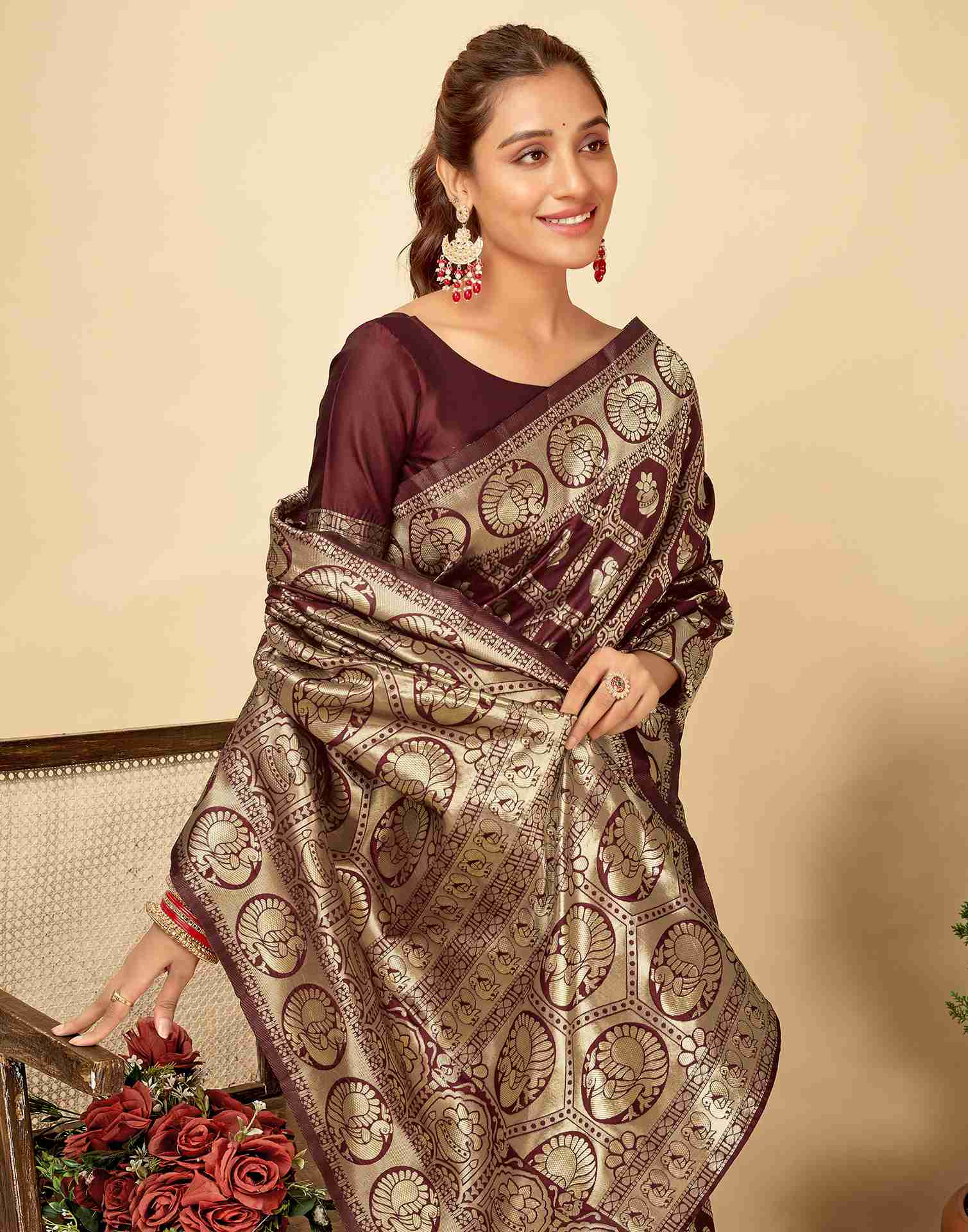Opulent Maroon Banarasi Silk Saree