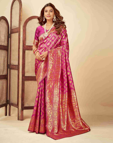Exquisite Rani Pink Banarasi Silk Saree