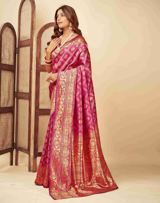 Exquisite Rani Pink Banarasi Silk Saree