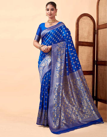 Regal Royal Blue Banarasi Silk Saree