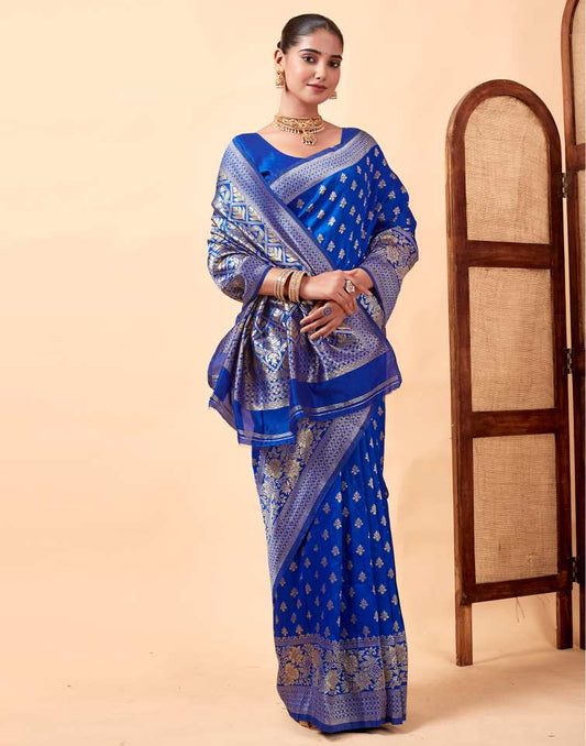 Regal Royal Blue Banarasi Silk Saree