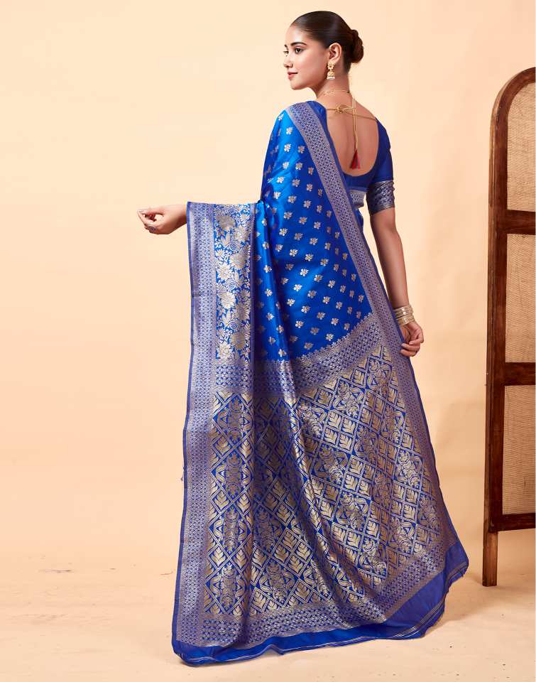 Regal Royal Blue Banarasi Silk Saree