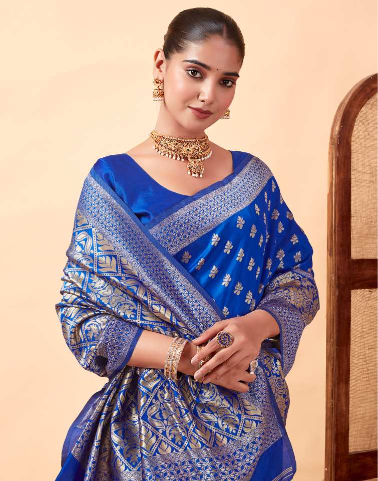 Regal Royal Blue Banarasi Silk Saree