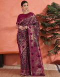 Royal Magenta Banarasi Silk Saree with Golden Zari Weaving
