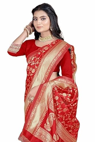 Classic Red Banarasi Silk Saree with Golden Zari
