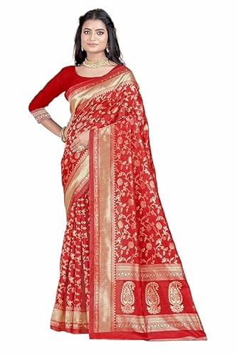 Classic Red Banarasi Silk Saree with Golden Zari