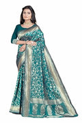 Teal Green Banarasi Silk Saree with Antique Zari Weave