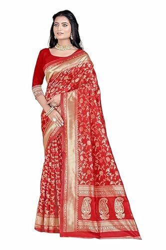 Classic Red Banarasi Silk Saree with Golden Zari