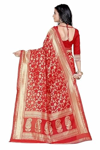 Classic Red Banarasi Silk Saree with Golden Zari