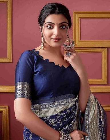 Midnight Blue Banarasi Silk Saree with Antique Gold Zari
