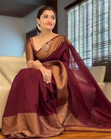 Luxurious Maroon Kanjivaram Silk Saree with Opulent Zari Weave