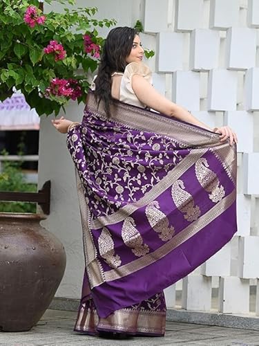 Majestic Purple Banarasi Silk Saree with Antique Zari