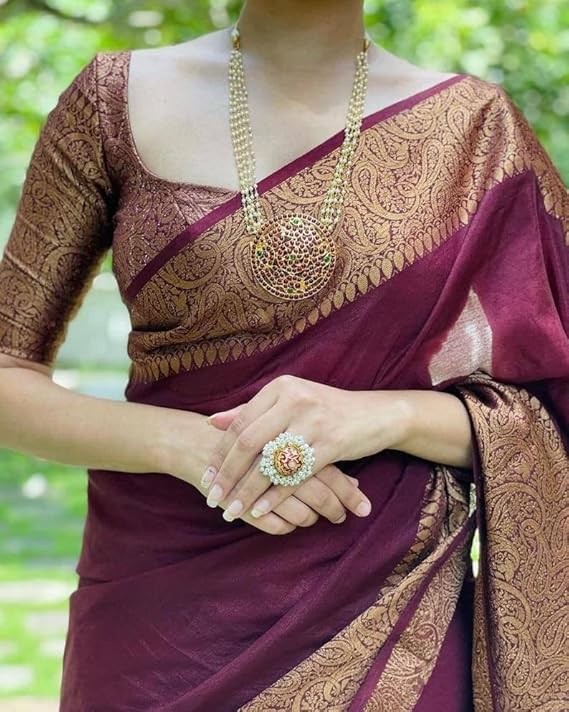 Luxurious Maroon Kanjivaram Silk Saree with Opulent Zari Weave