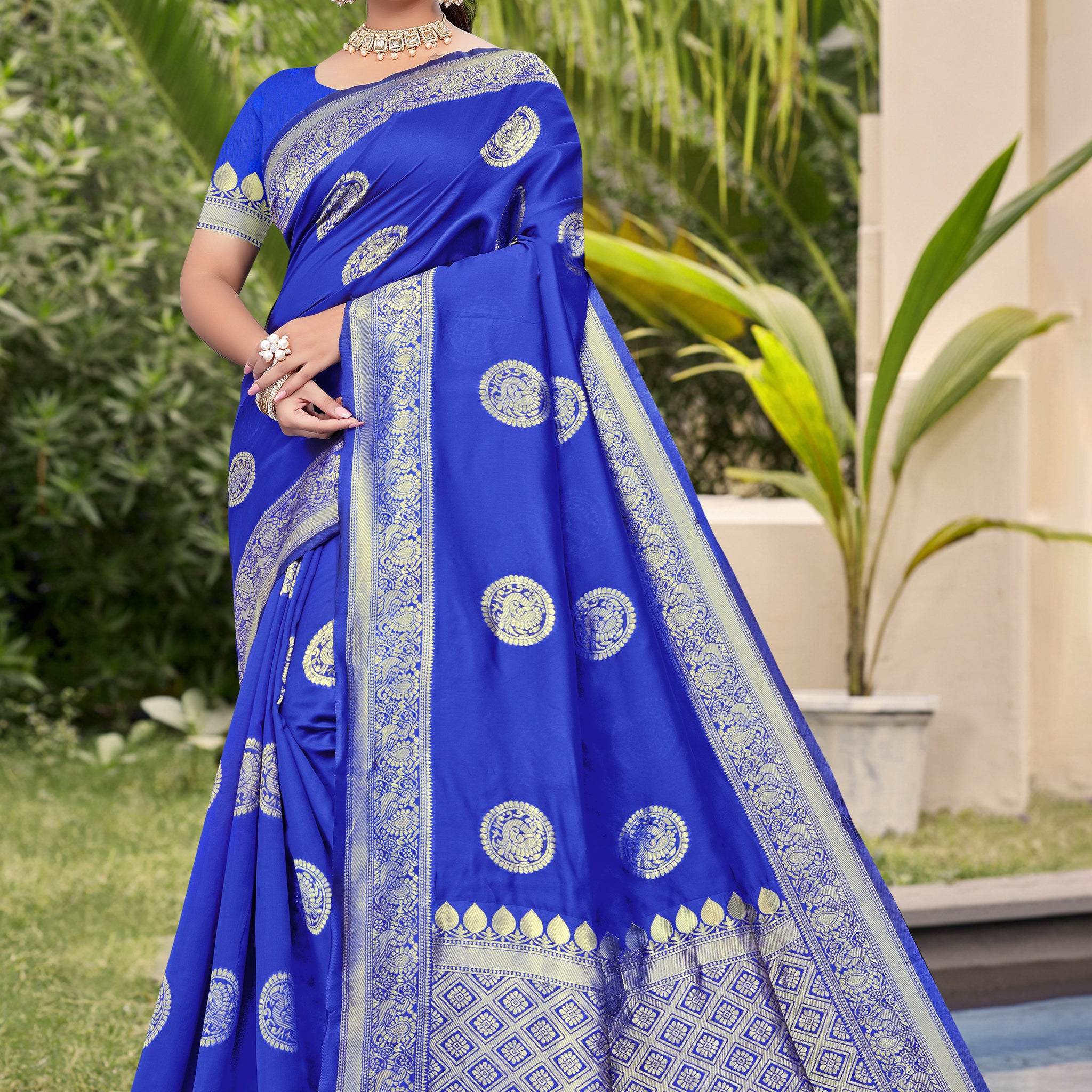 Royal Blue Banarasi Silk Saree with Luxurious Golden Zari
