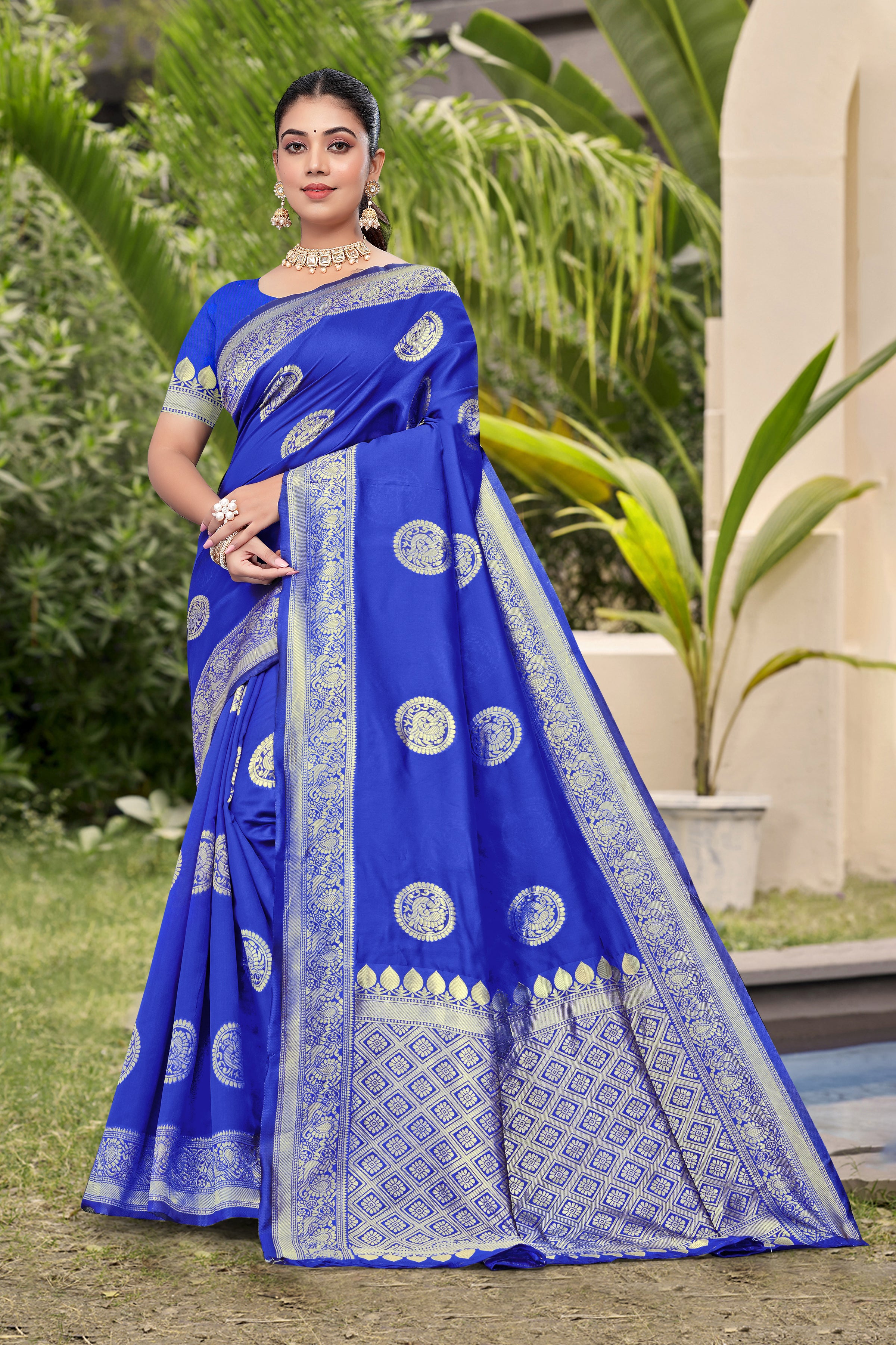 Royal Blue Banarasi Silk Saree with Luxurious Golden Zari