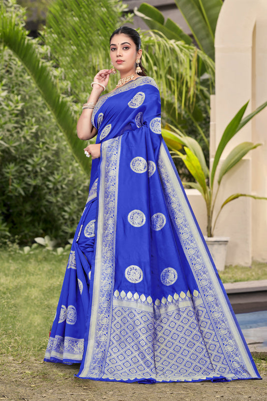 Royal Blue Banarasi Silk Saree with Luxurious Golden Zari
