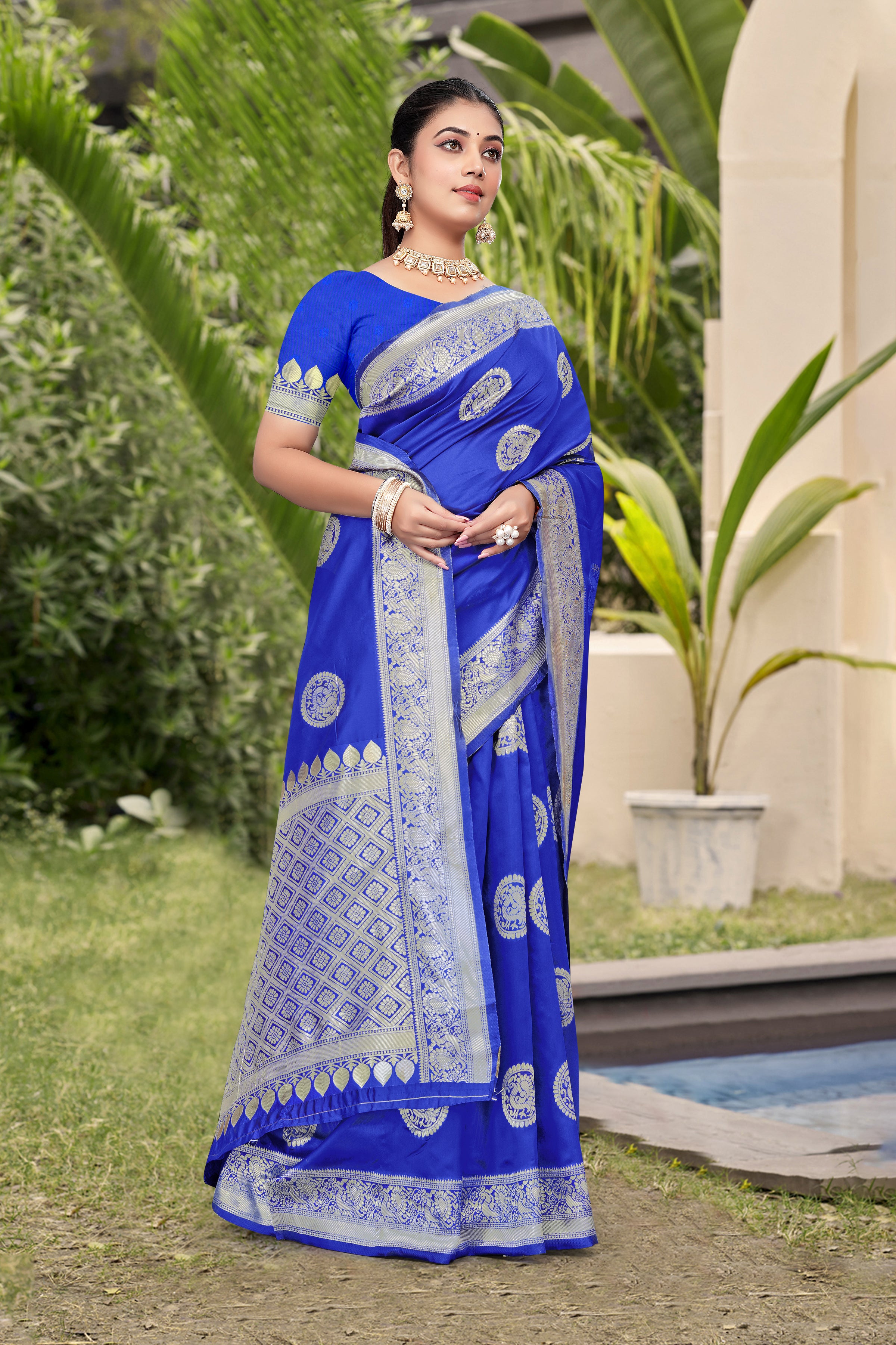 Royal Blue Banarasi Silk Saree with Luxurious Golden Zari