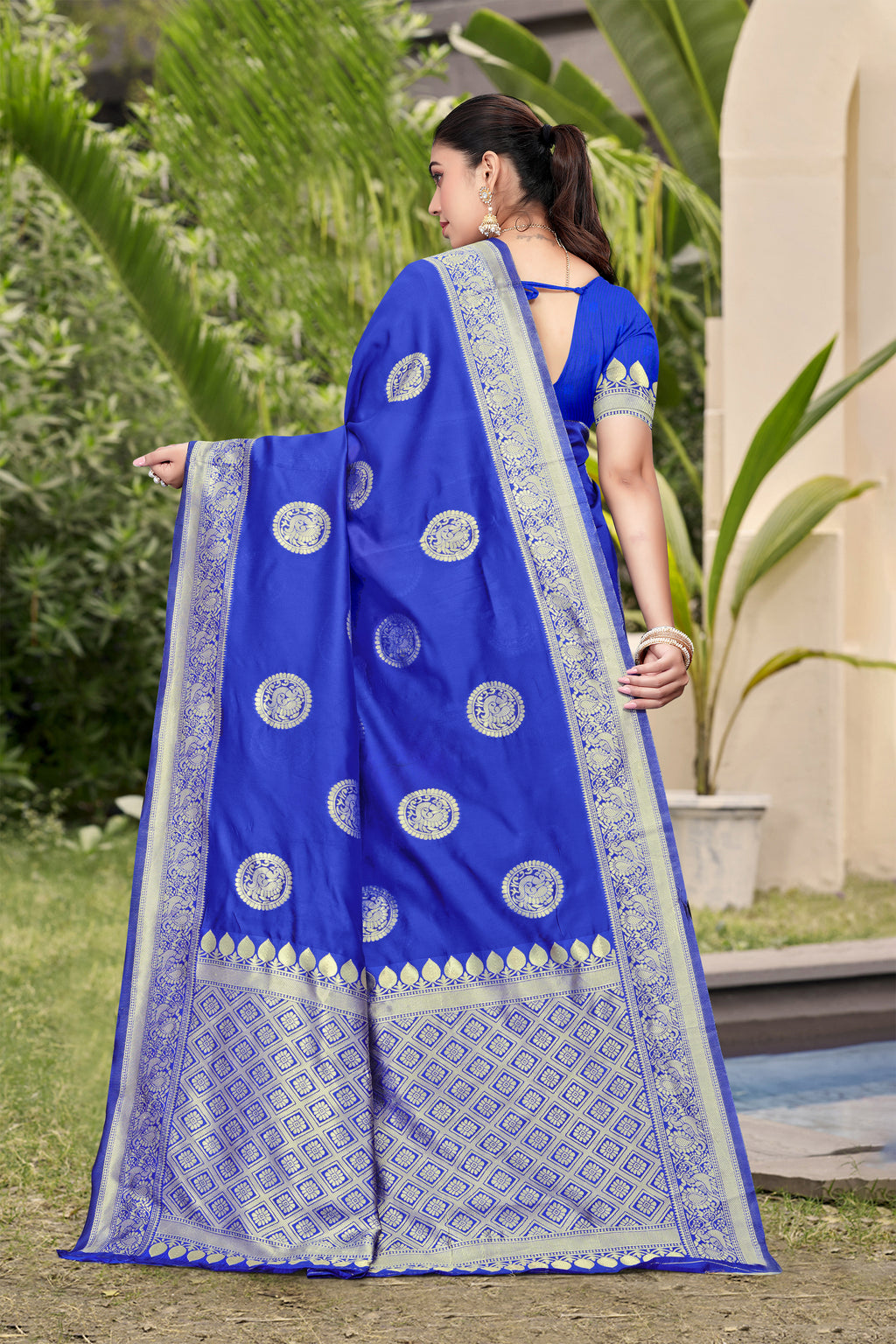 Royal Blue Banarasi Silk Saree with Luxurious Golden Zari