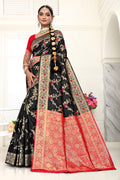 Radiant Cyan Banarasi Silk Saree with Golden Zari Weaving