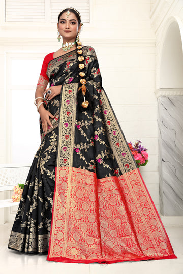 Radiant Cyan Banarasi Silk Saree with Golden Zari Weaving