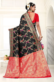 Radiant Cyan Banarasi Silk Saree with Golden Zari Weaving